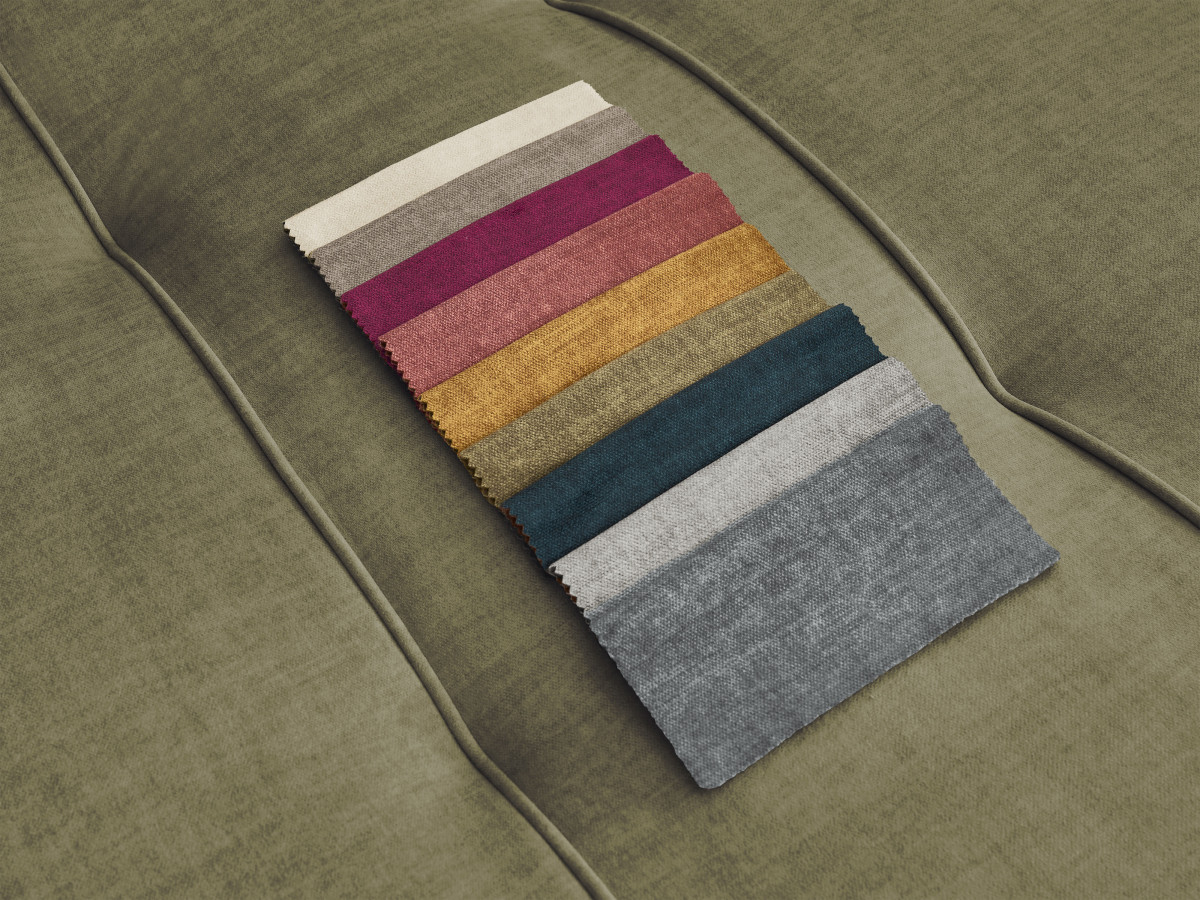 Canapé d'angle fixe EVEREST tissu chiné - Orange - Angle droit - 10 coussins