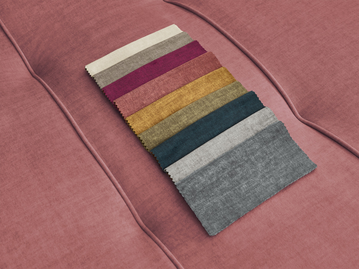 Canapé d'angle fixe EVEREST tissu chiné - Orange - Angle droit - 10 coussins