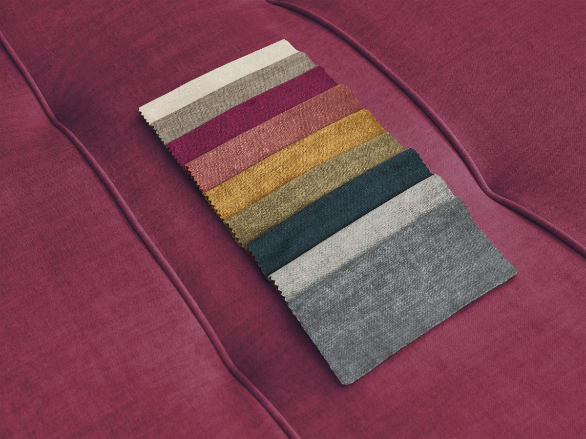 Canapé droit convertible coffre ARSENE tissu velours avec pouf