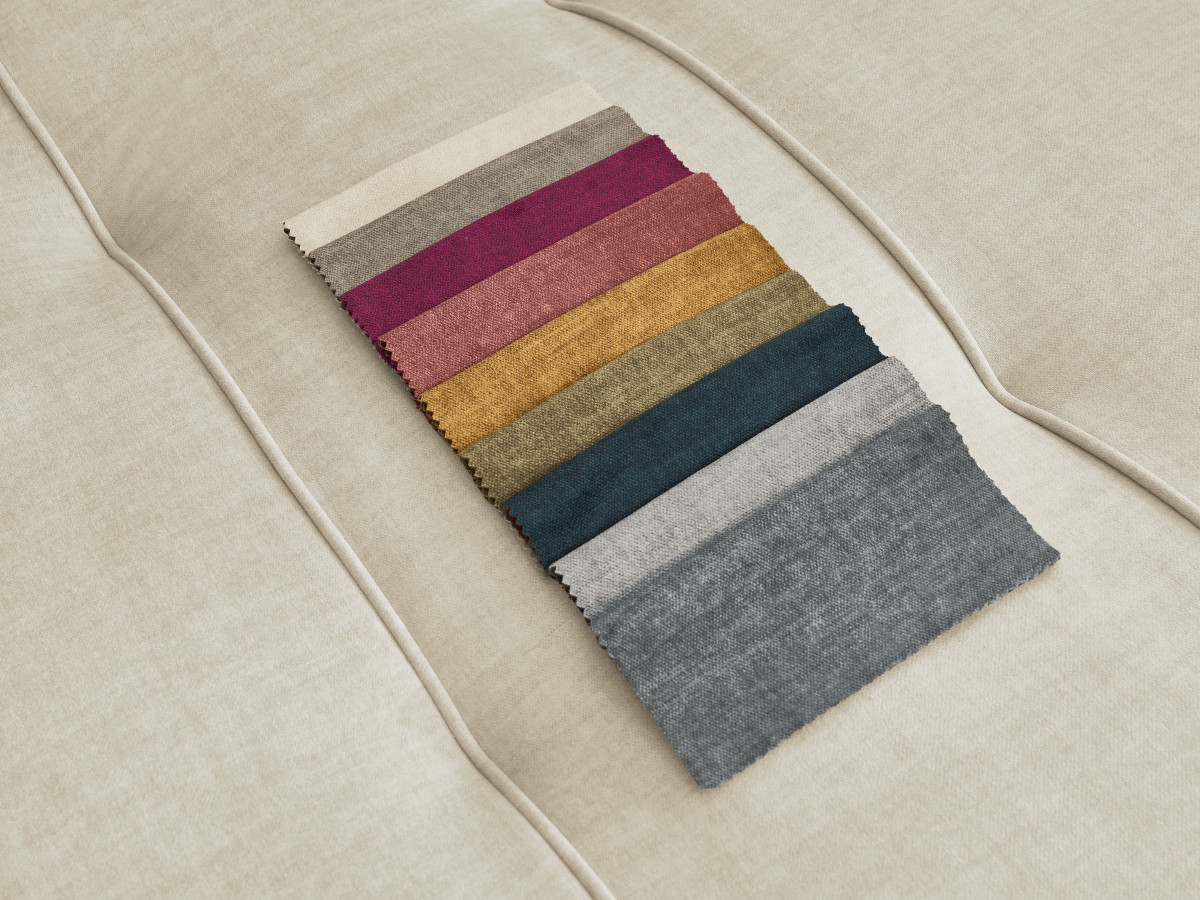Canapé d'angle fixe EVEREST tissu chiné - Orange - Angle droit - 10 coussins