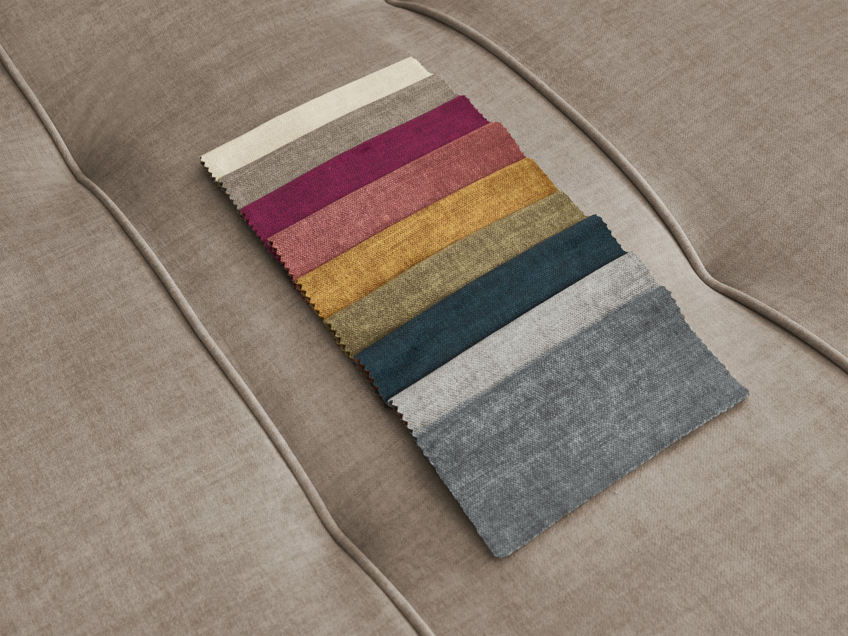 Canapé panoramique convertible coffre ARSENE tissu velours avec pouf