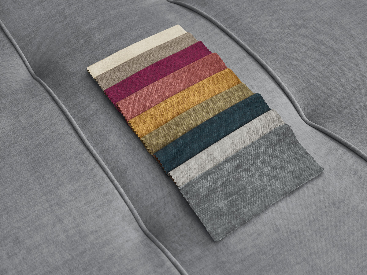 Canapé panoramique convertible coffre ARSENE tissu velours avec pouf