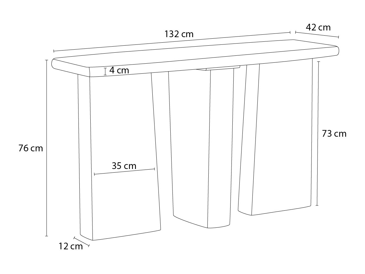 Console 132 cm BRUNELLE massief mangohout