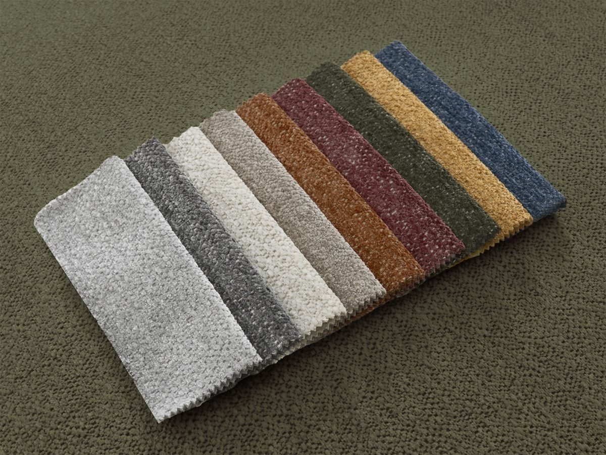 Canapé d'angle fixe EVEREST tissu chiné - Orange - Angle droit - 10 coussins