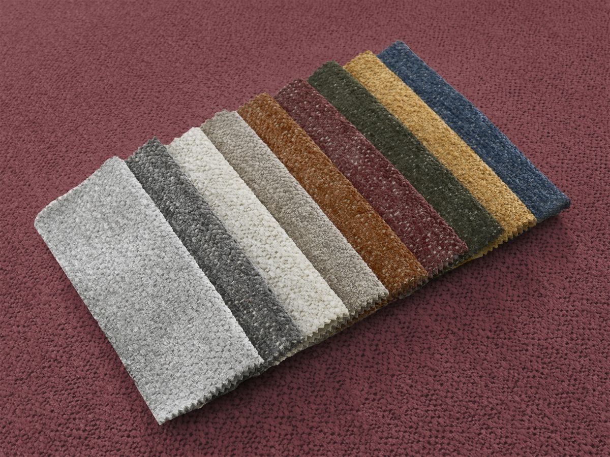 Canapé d'angle fixe EVEREST tissu chiné - Orange - Angle droit - 10 coussins