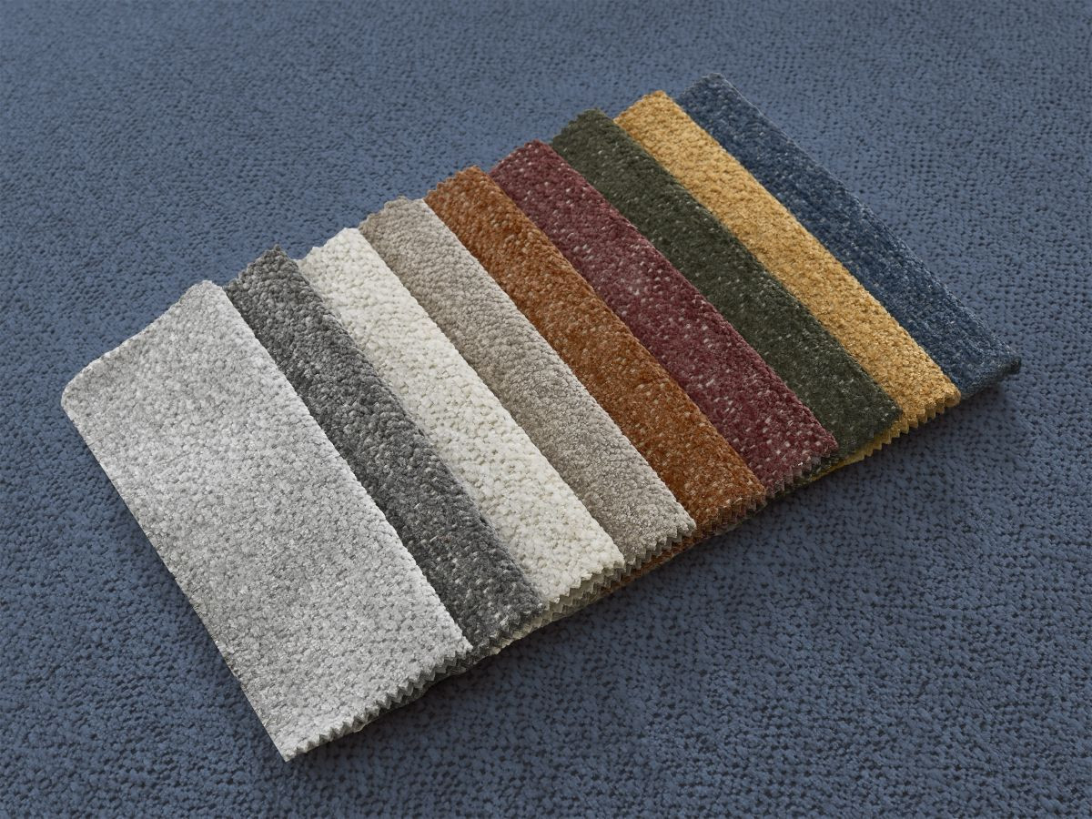 Canapé d'angle convertible coffre ATILLA tissu chiné avec pouf