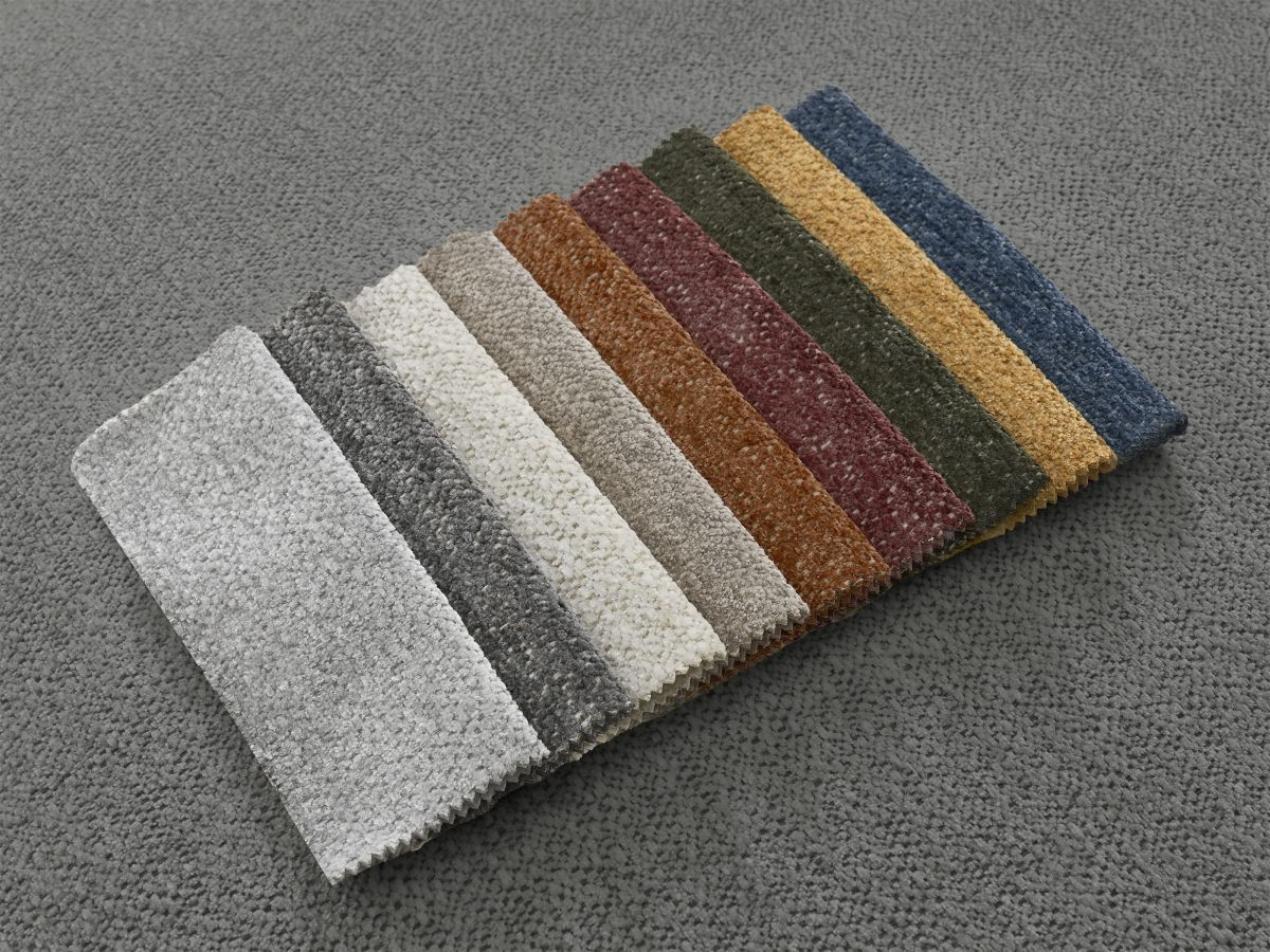 Canapé d'angle convertible coffre ATILLA tissu chiné avec pouf