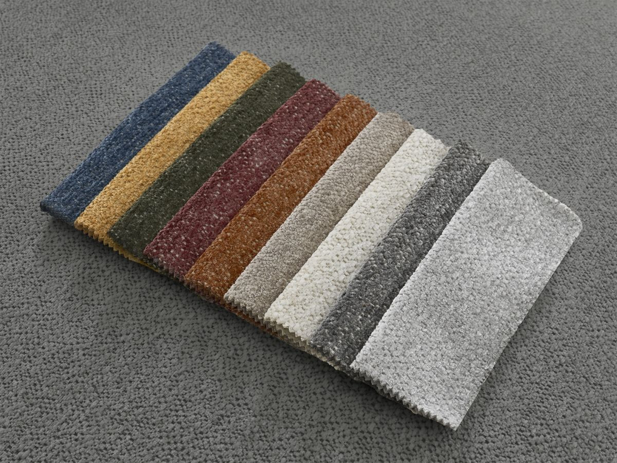 Canapé d'angle convertible coffre ATILLA tissu chiné avec pouf