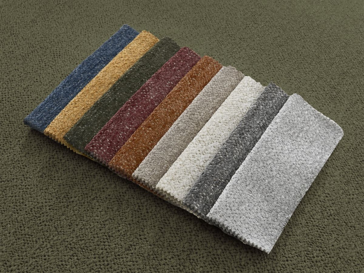 Canapé d'angle convertible coffre ATILLA tissu chiné avec pouf