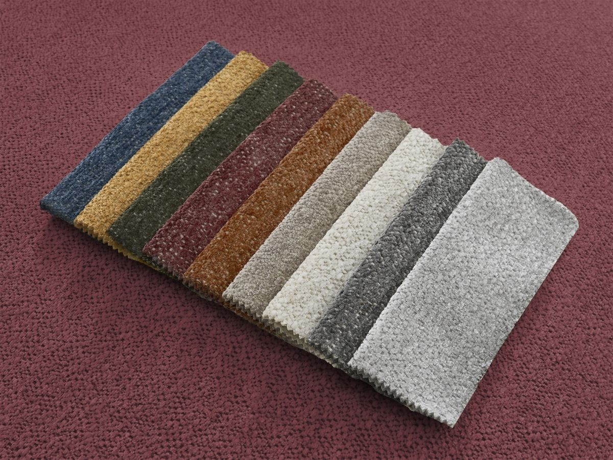 Canapé d'angle convertible coffre ATILLA tissu chiné avec pouf