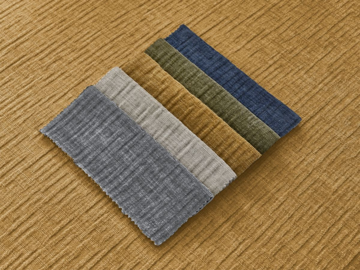 Canapé d'angle convertible coffre ATILLA tissu texturé avec pouf jaune angle gauche BOBOCHIC 5 places - Vue supplémentaire 2