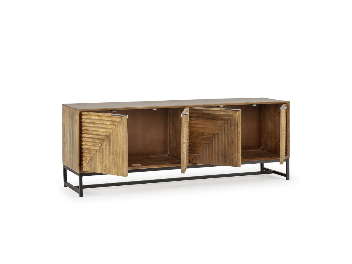 Meuble TV 4 portes 160 cm NAOMIE bois massif d'acacia — vue 6