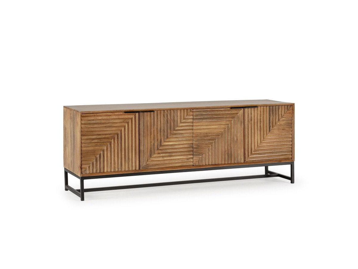 Meuble TV 4 portes 160 cm NAOMIE bois massif d'acacia — vue 3