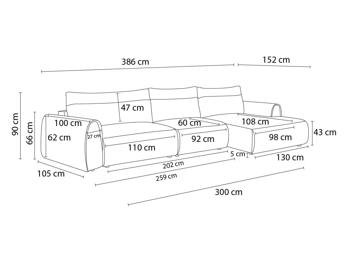 Canapé d'angle fixe EVEREST tissu chiné - Orange - Angle droit - 10 coussins