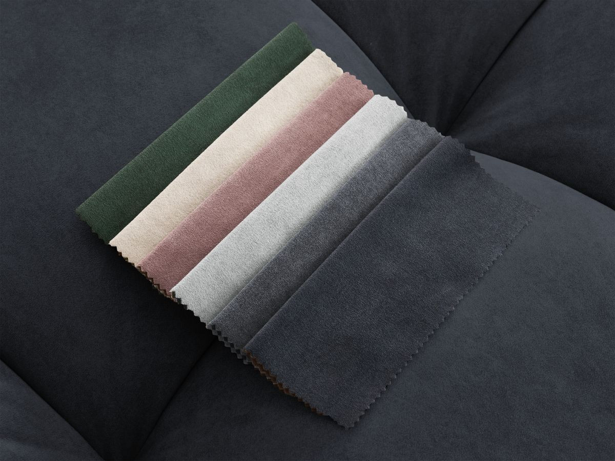 Canapé d'angle fixe MONT-BLANC velours avec pouf bleu foncé angle gauche BOBOCHIC 4 places - Vue supplémentaire 2