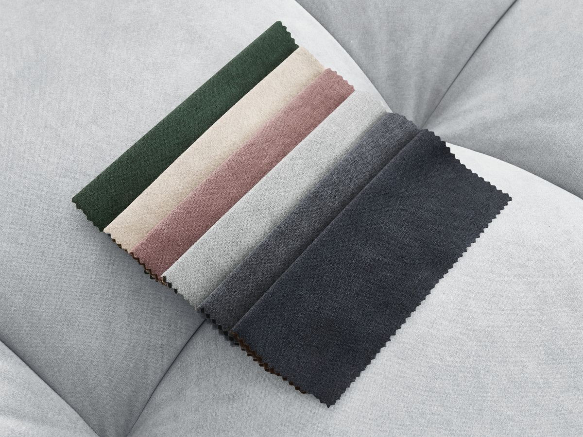 Canapé d'angle fixe MONT-BLANC velours avec pouf gris clair angle gauche BOBOCHIC 4 places - Vue supplémentaire 2