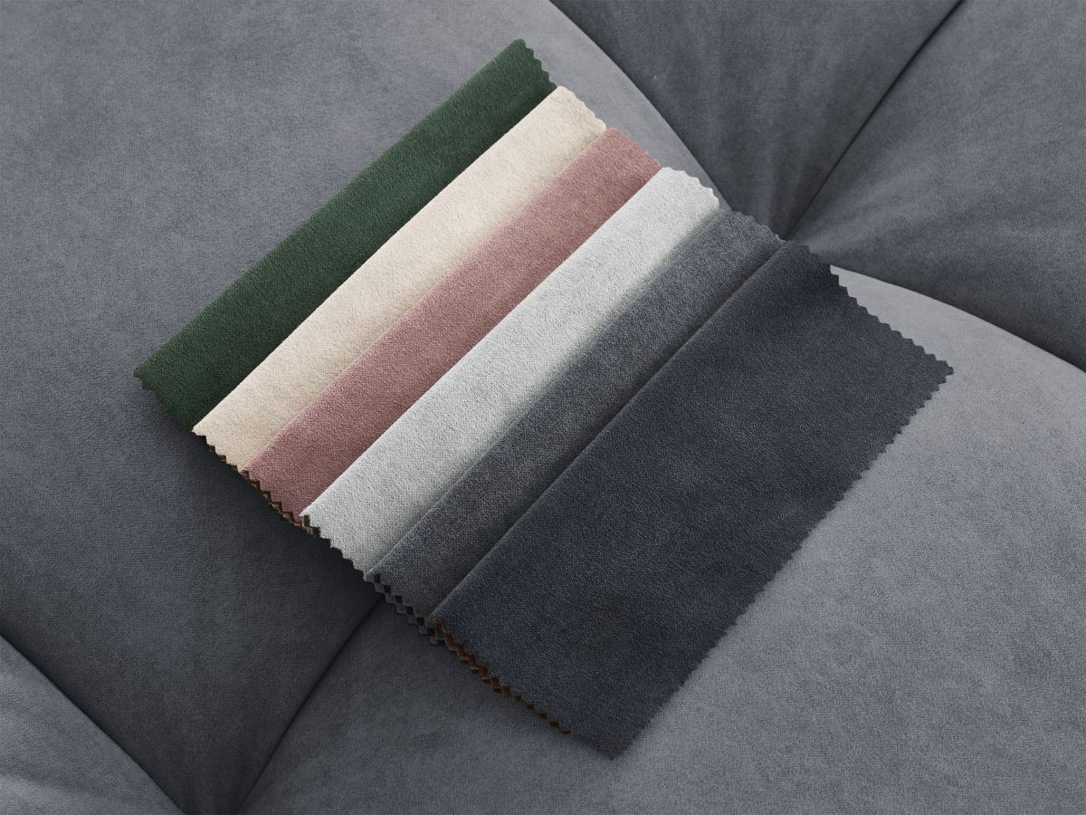 Canapé d'angle fixe MONT-BLANC velours avec pouf gris foncé angle gauche BOBOCHIC 4 places - Vue supplémentaire 2