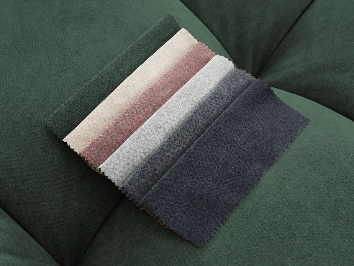 Canapé d'angle fixe EVEREST tissu chiné - Orange - Angle droit - 10 coussins