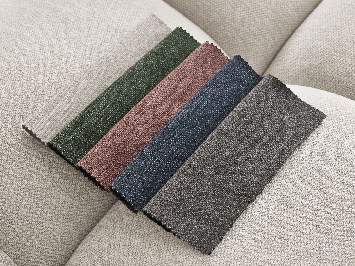 Canapé d'angle fixe EVEREST tissu chiné - Orange - Angle droit - 10 coussins