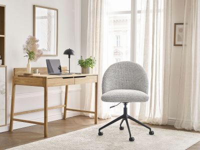 Chaise de bureau LALIE tissu chiné et pietement à roulettes avec hauteur ajustable