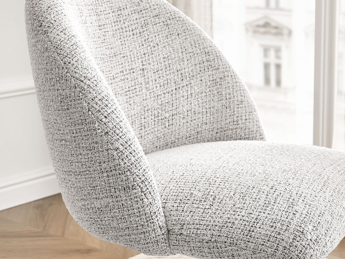 Chaise de bureau LALIE tissu chiné et pietement à roulettes avec hauteur ajustable