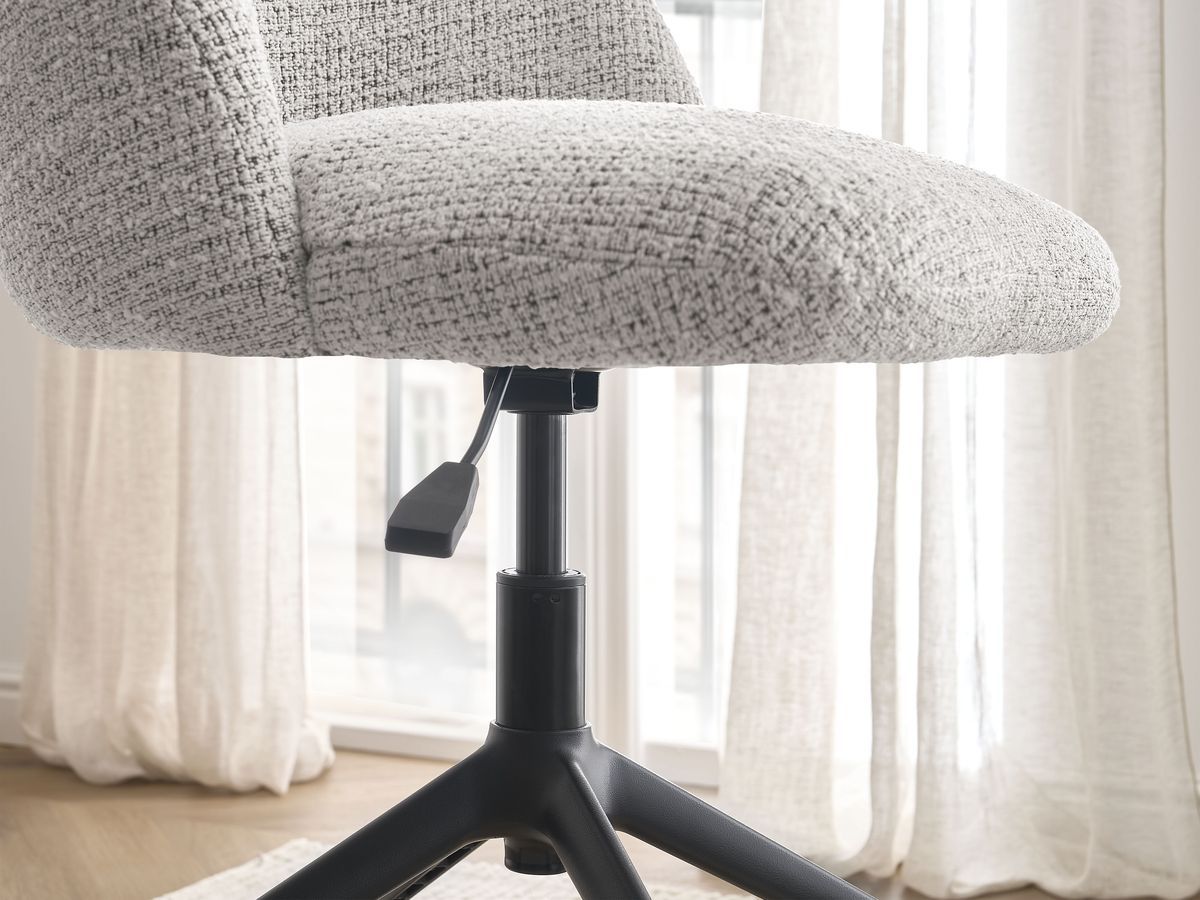 Chaise de bureau LALIE tissu chiné et pietement à roulettes avec hauteur ajustable