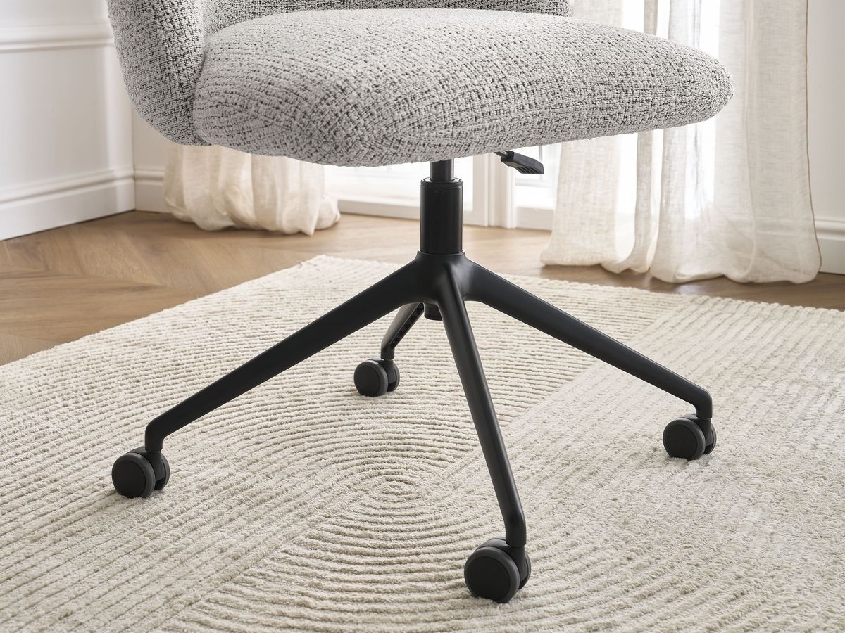 Chaise de bureau LALIE tissu chiné et pietement à roulettes avec hauteur ajustable