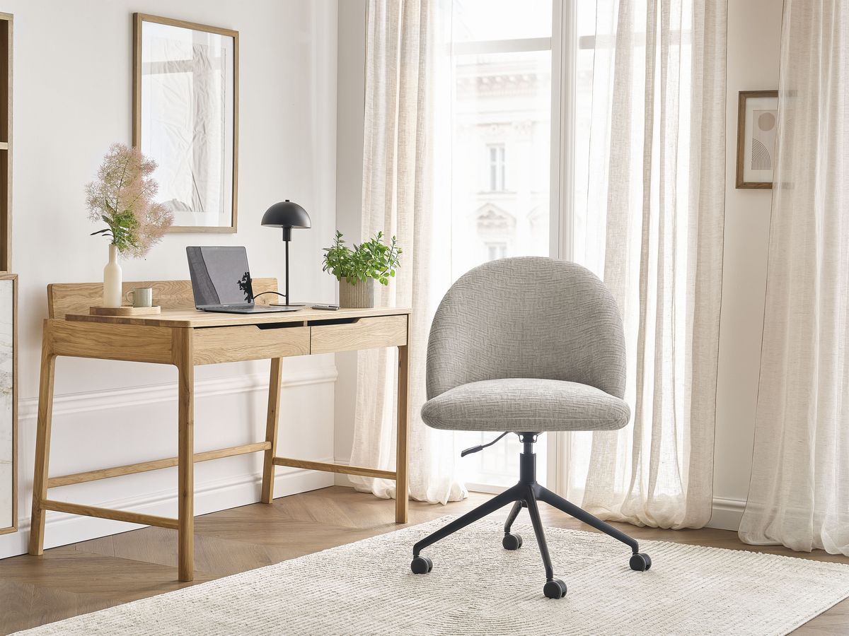 Chaise de bureau LALIE tissu texturé et pietement à roulettes avec hauteur ajustable