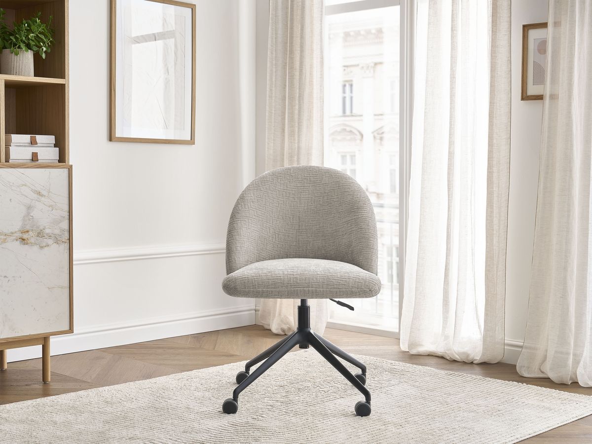 Chaise de bureau LALIE texturé et pietement à roulettes avec hauteur ajustable beige — vue 4