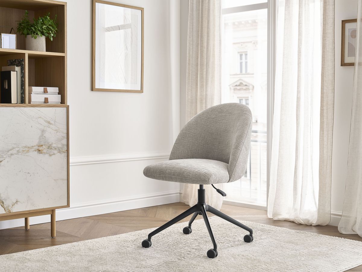 Chaise de bureau LALIE texturé et pietement à roulettes avec hauteur ajustable beige — vue 5
