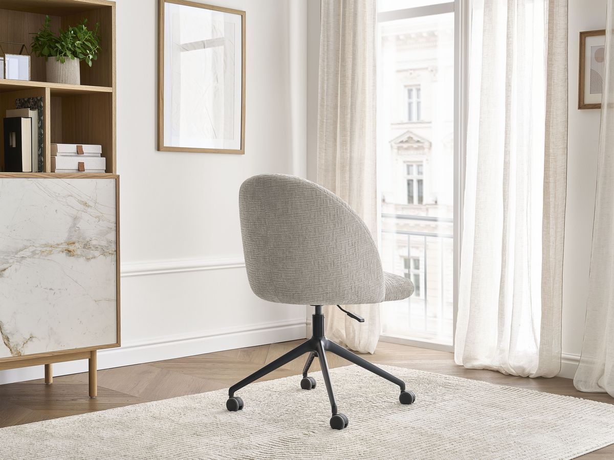 Chaise de bureau LALIE tissu texturé et pietement à roulettes avec hauteur ajustable
