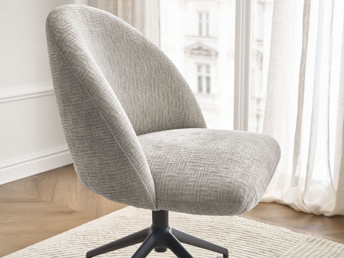 Chaise de bureau LALIE tissu texturé et pietement à roulettes avec hauteur ajustable