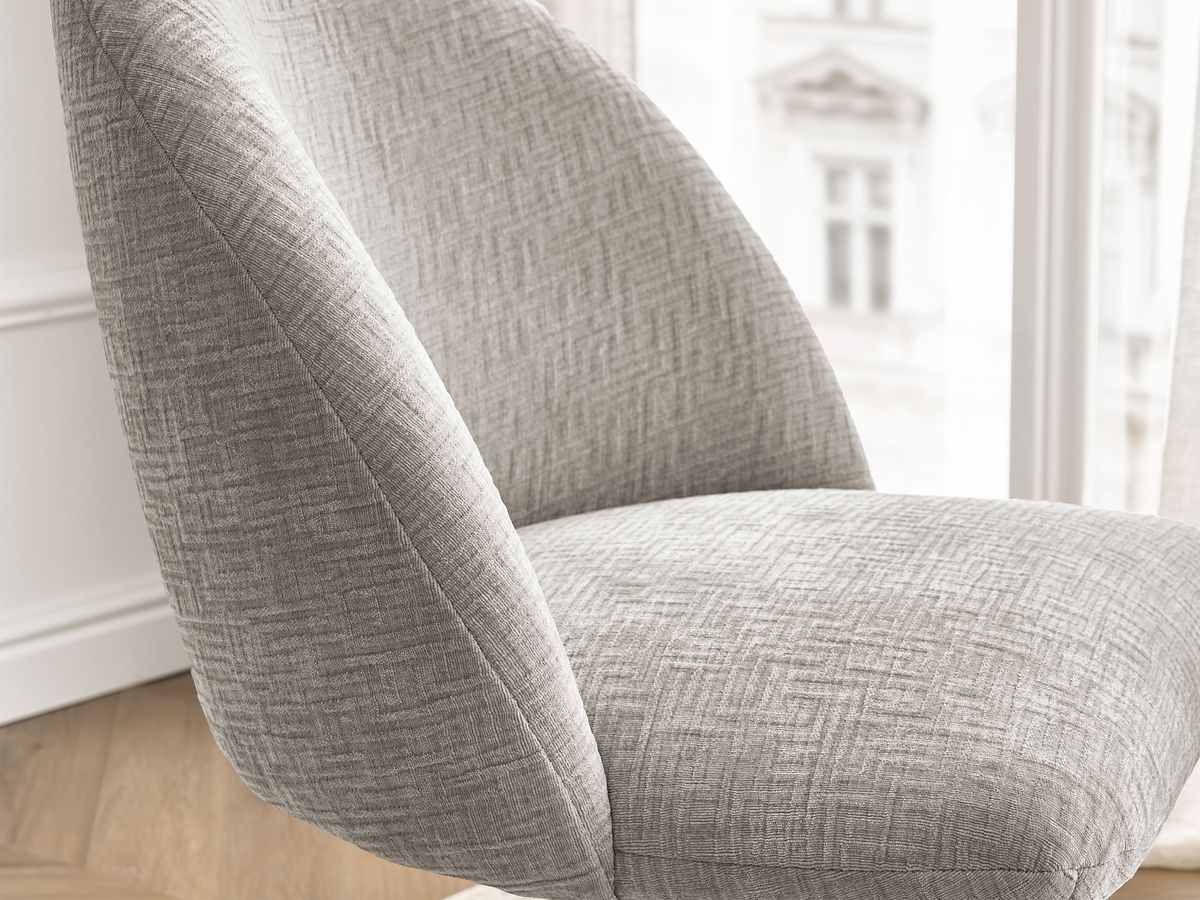 Chaise de bureau LALIE tissu texturé et pietement à roulettes avec hauteur ajustable