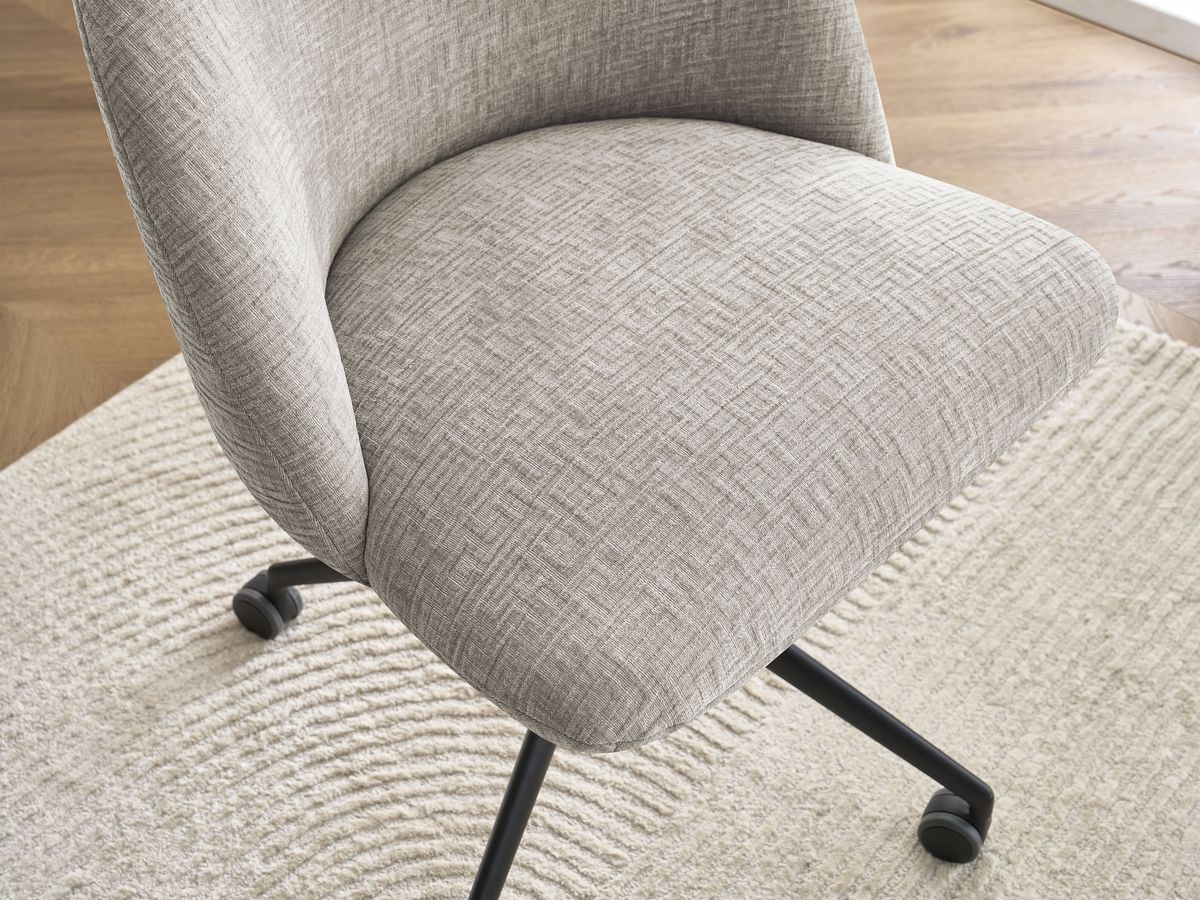 Chaise de bureau LALIE tissu texturé et pietement à roulettes avec hauteur ajustable