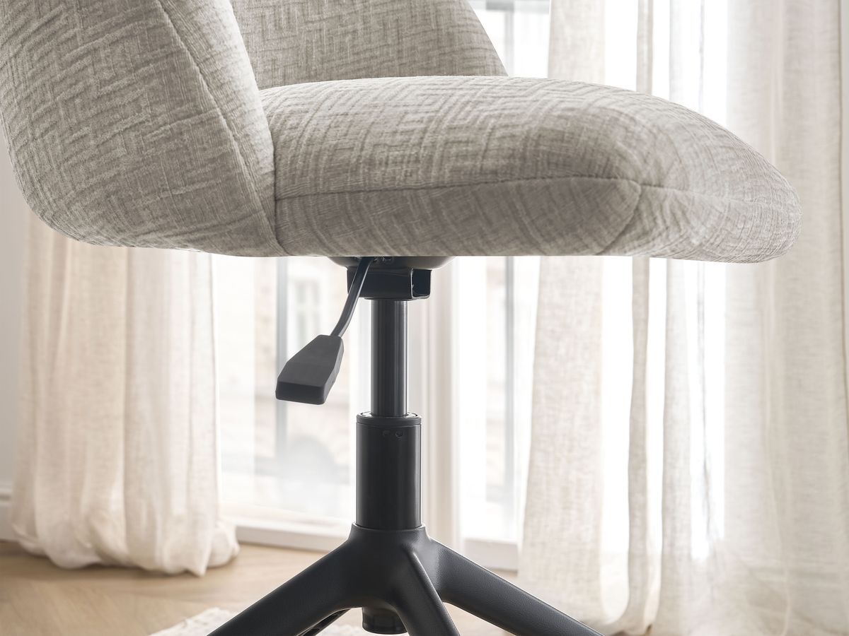 Chaise de bureau LALIE tissu texturé et pietement à roulettes avec hauteur ajustable