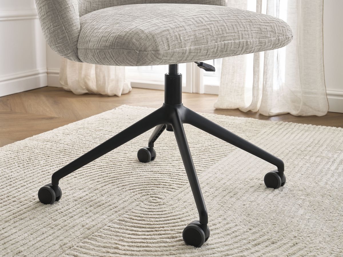 Chaise de bureau LALIE tissu texturé et pietement à roulettes avec hauteur ajustable