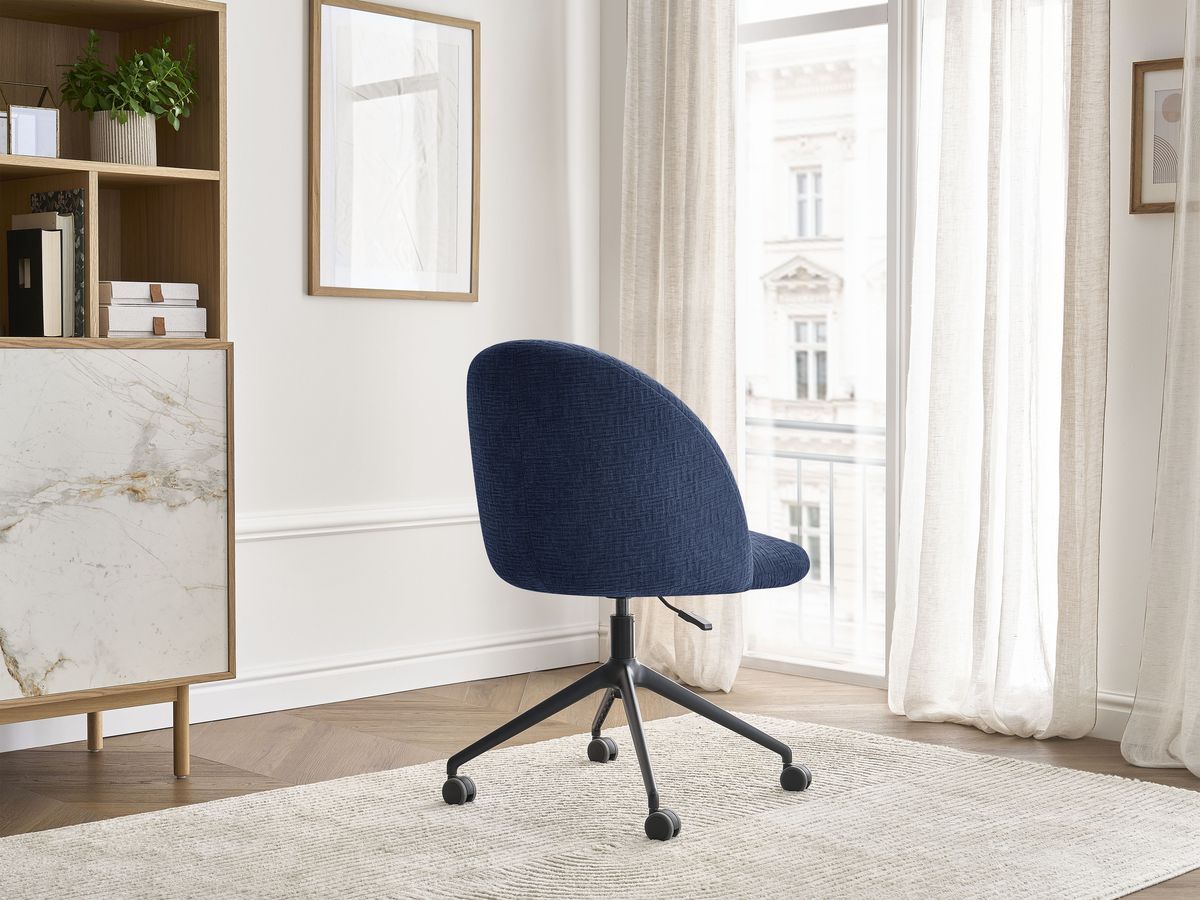 Chaise de bureau LALIE tissu texturé et pietement à roulettes avec hauteur ajustable