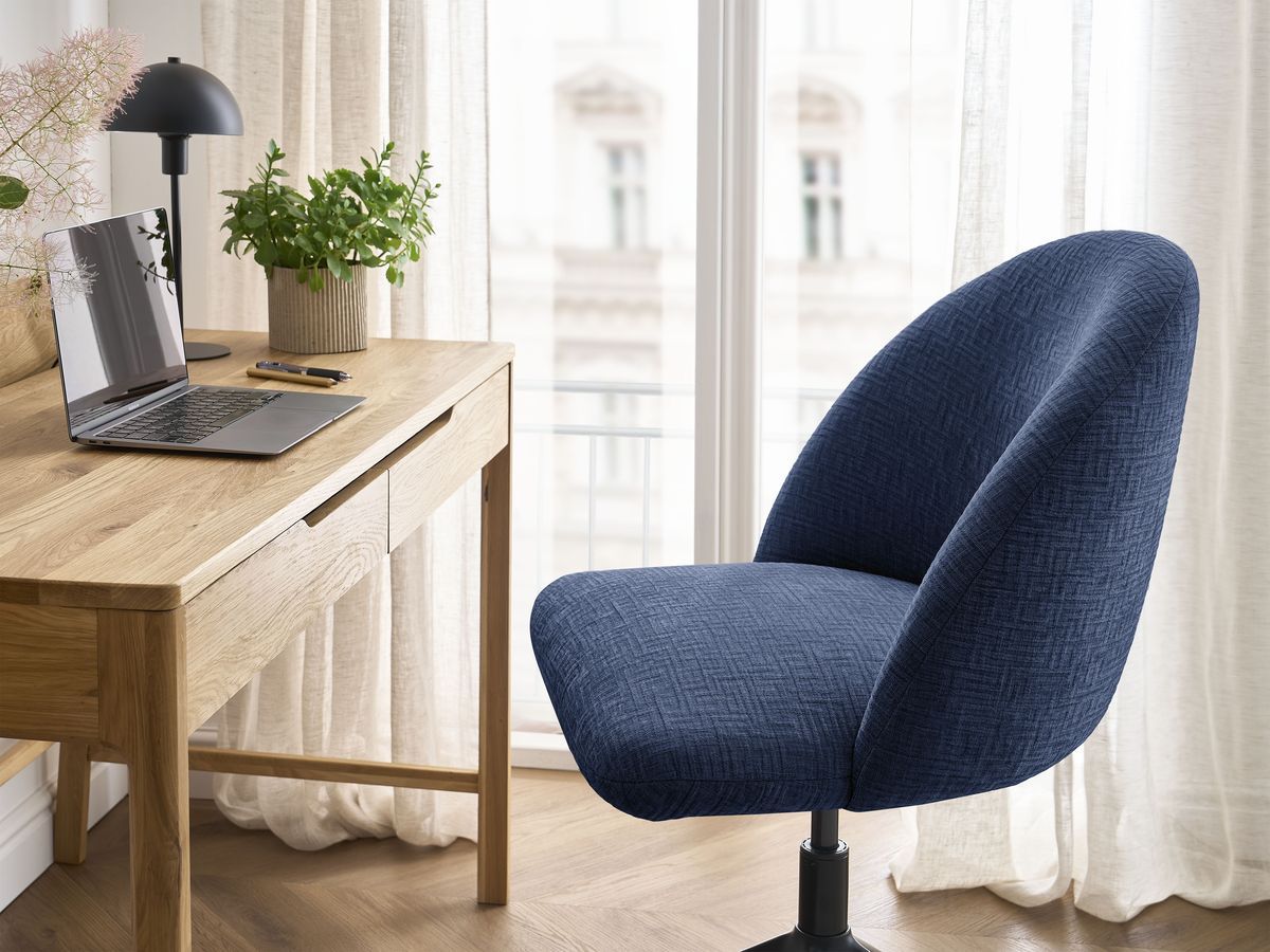 Chaise de bureau LALIE tissu texturé et pietement à roulettes avec hauteur ajustable