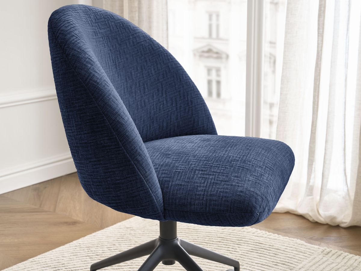Chaise de bureau LALIE tissu texturé et pietement à roulettes avec hauteur ajustable