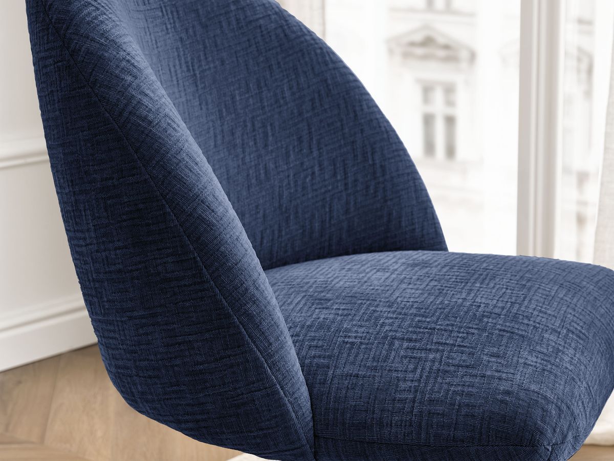 Chaise de bureau LALIE tissu texturé et pietement à roulettes avec hauteur ajustable