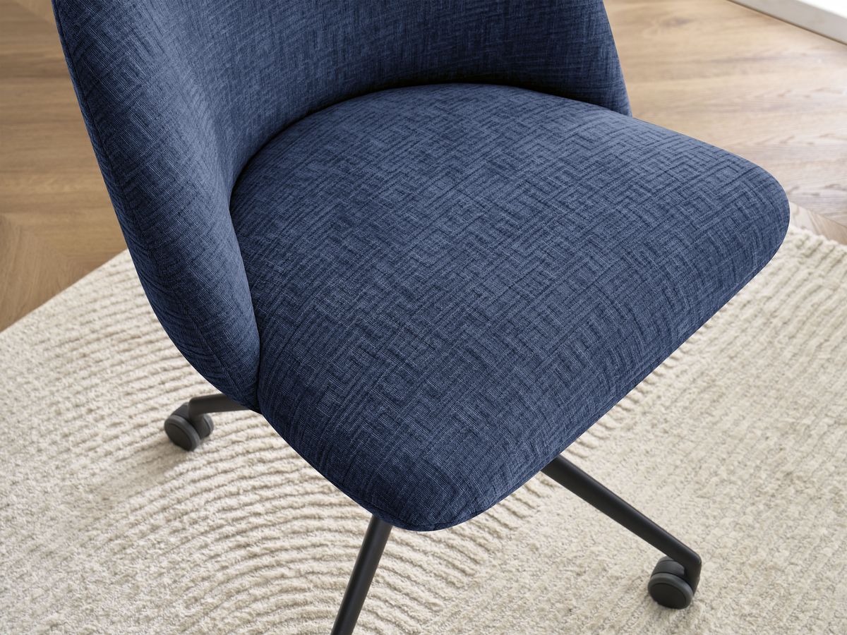 Chaise de bureau LALIE tissu texturé et pietement à roulettes avec hauteur ajustable