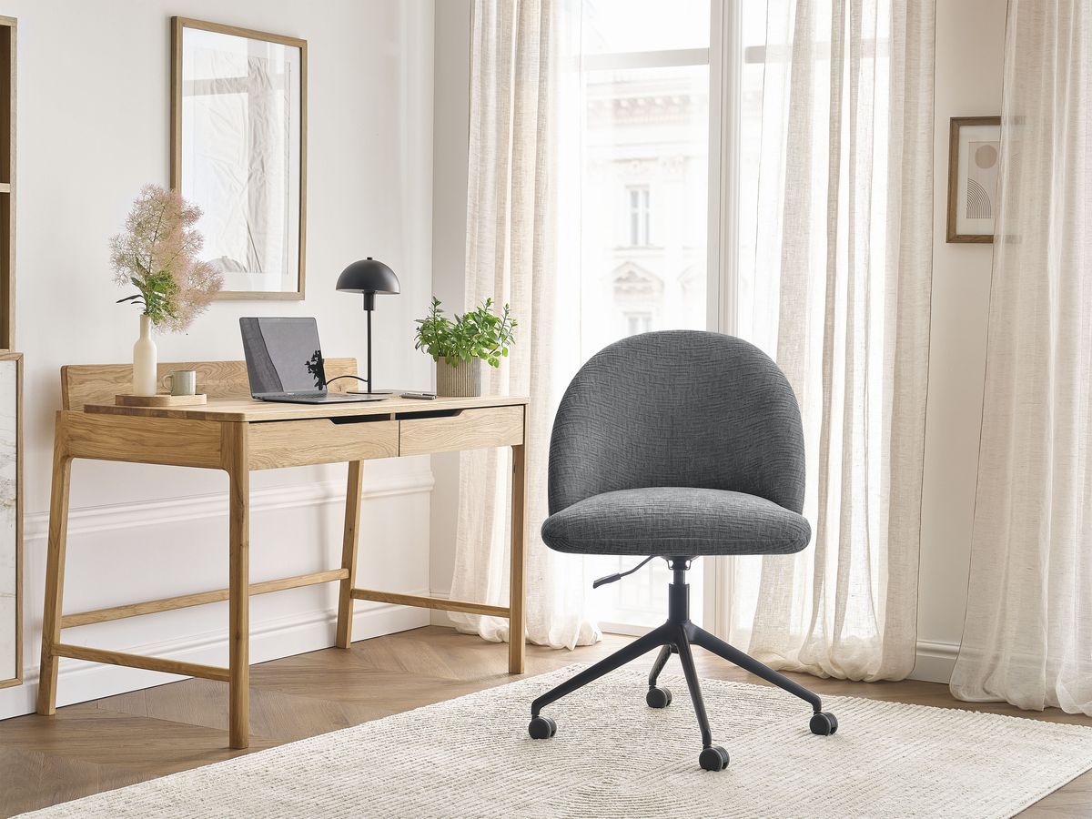 Chaise de bureau LALIE tissu texturé et pietement à roulettes avec hauteur ajustable