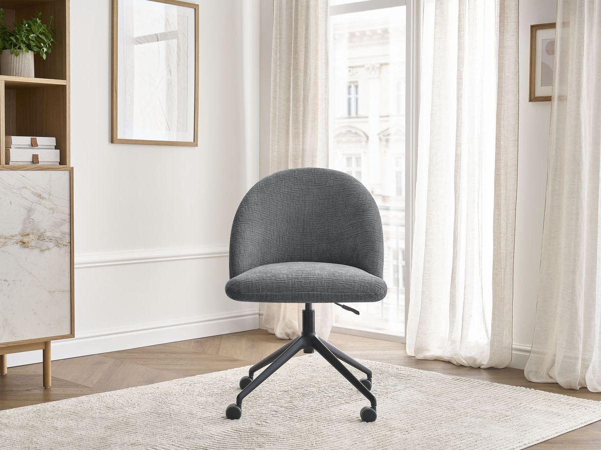 Chaise de bureau LALIE texturé et pietement à roulettes avec hauteur ajustable gris foncé — vue 4
