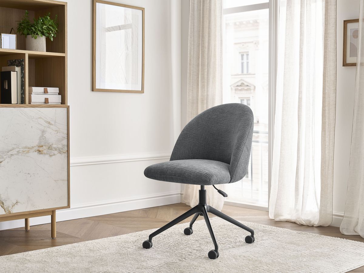 Chaise de bureau LALIE texturé et pietement à roulettes avec hauteur ajustable gris foncé — vue 5