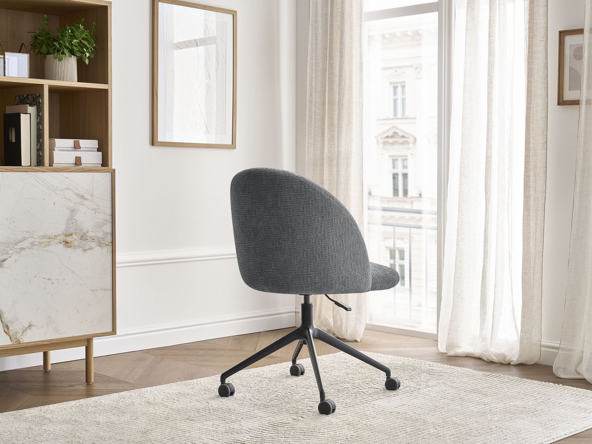 Chaise de bureau LALIE tissu texturé et pietement à roulettes avec hauteur ajustable