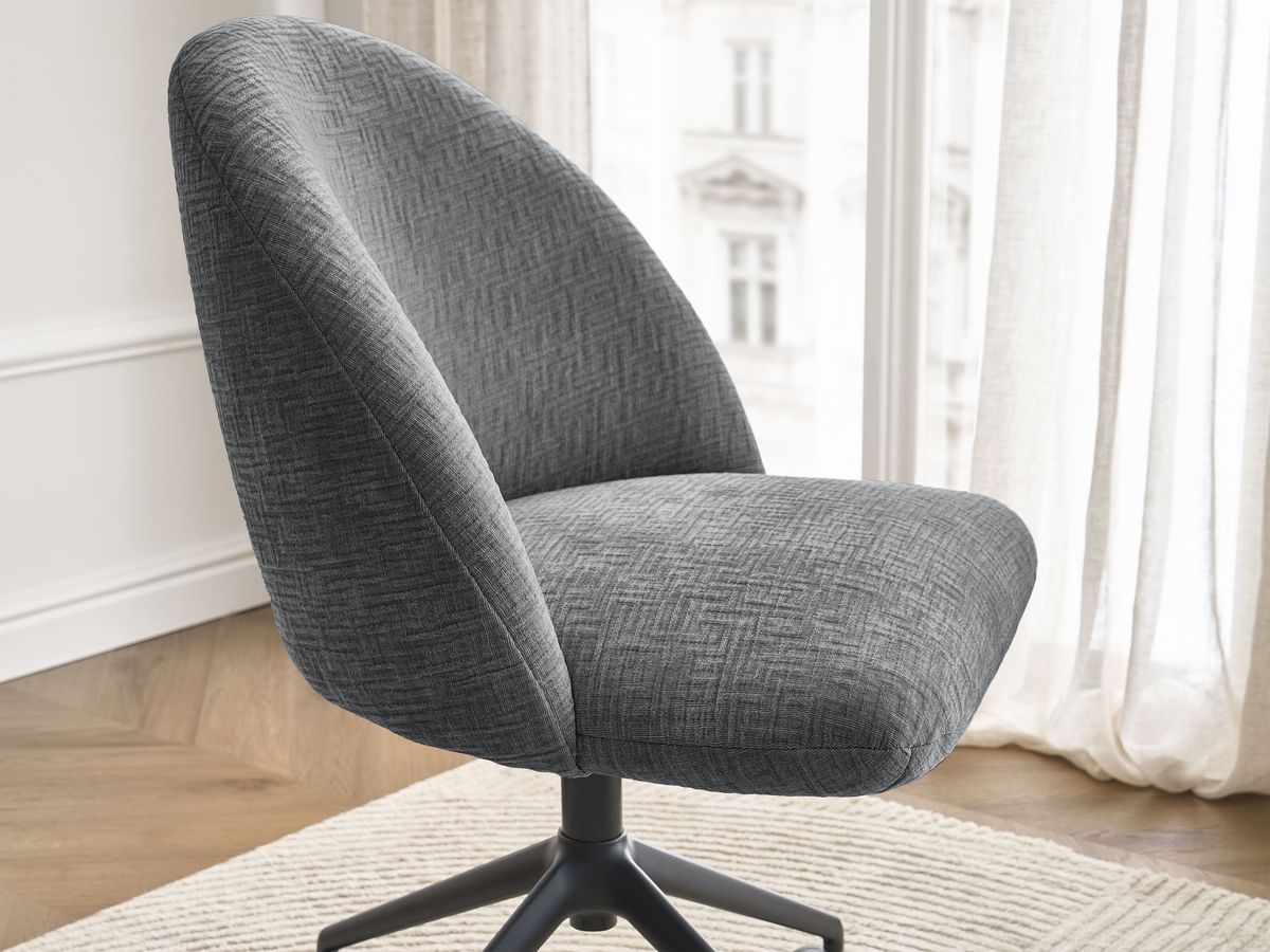 Chaise de bureau LALIE tissu texturé et pietement à roulettes avec hauteur ajustable