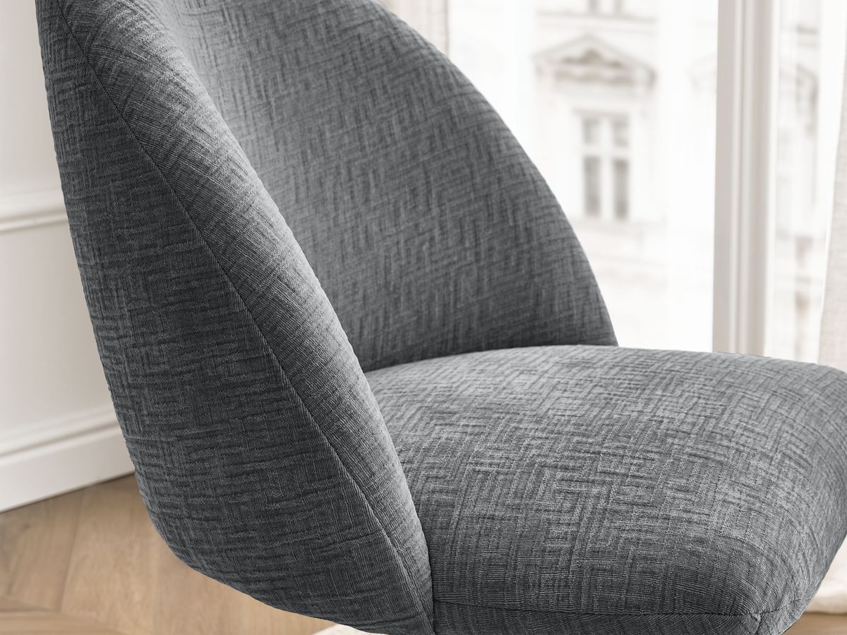 Chaise de bureau LALIE tissu texturé et pietement à roulettes avec hauteur ajustable