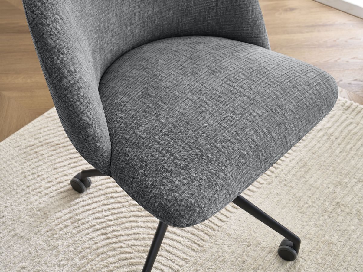 Chaise de bureau LALIE tissu texturé et pietement à roulettes avec hauteur ajustable