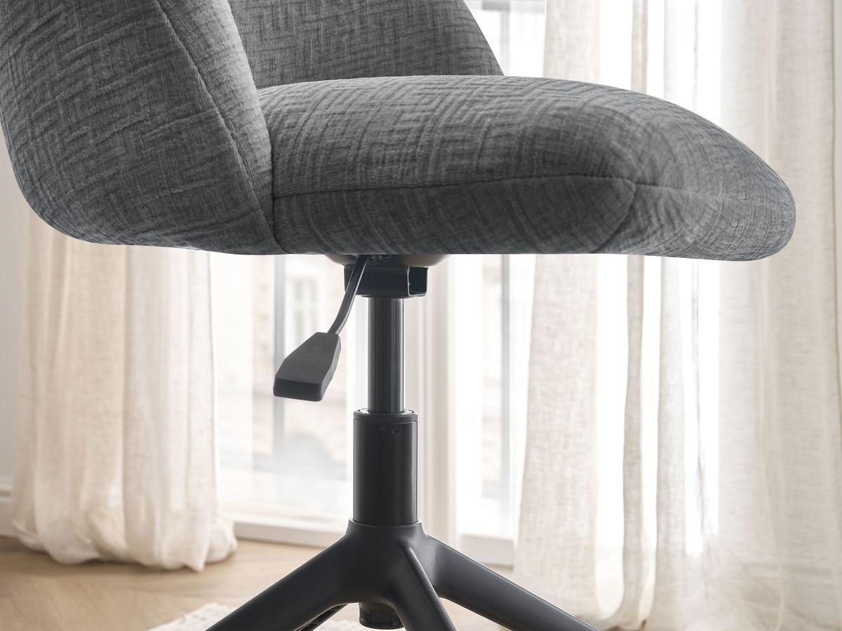 Chaise de bureau LALIE tissu texturé et pietement à roulettes avec hauteur ajustable