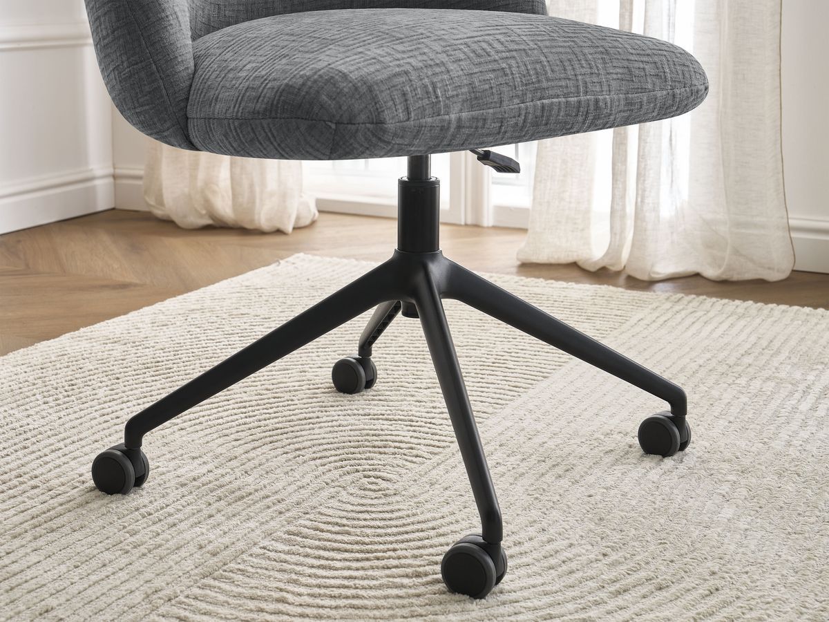 Chaise de bureau LALIE tissu texturé et pietement à roulettes avec hauteur ajustable